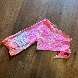 Zara one sleeve pink tie dye top.